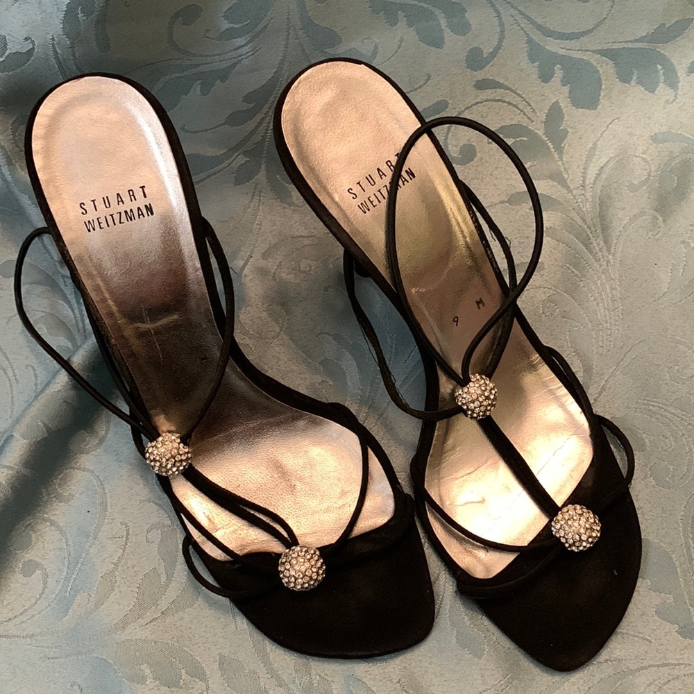 Stuart weitzman heel with sparkly rhinestone balls